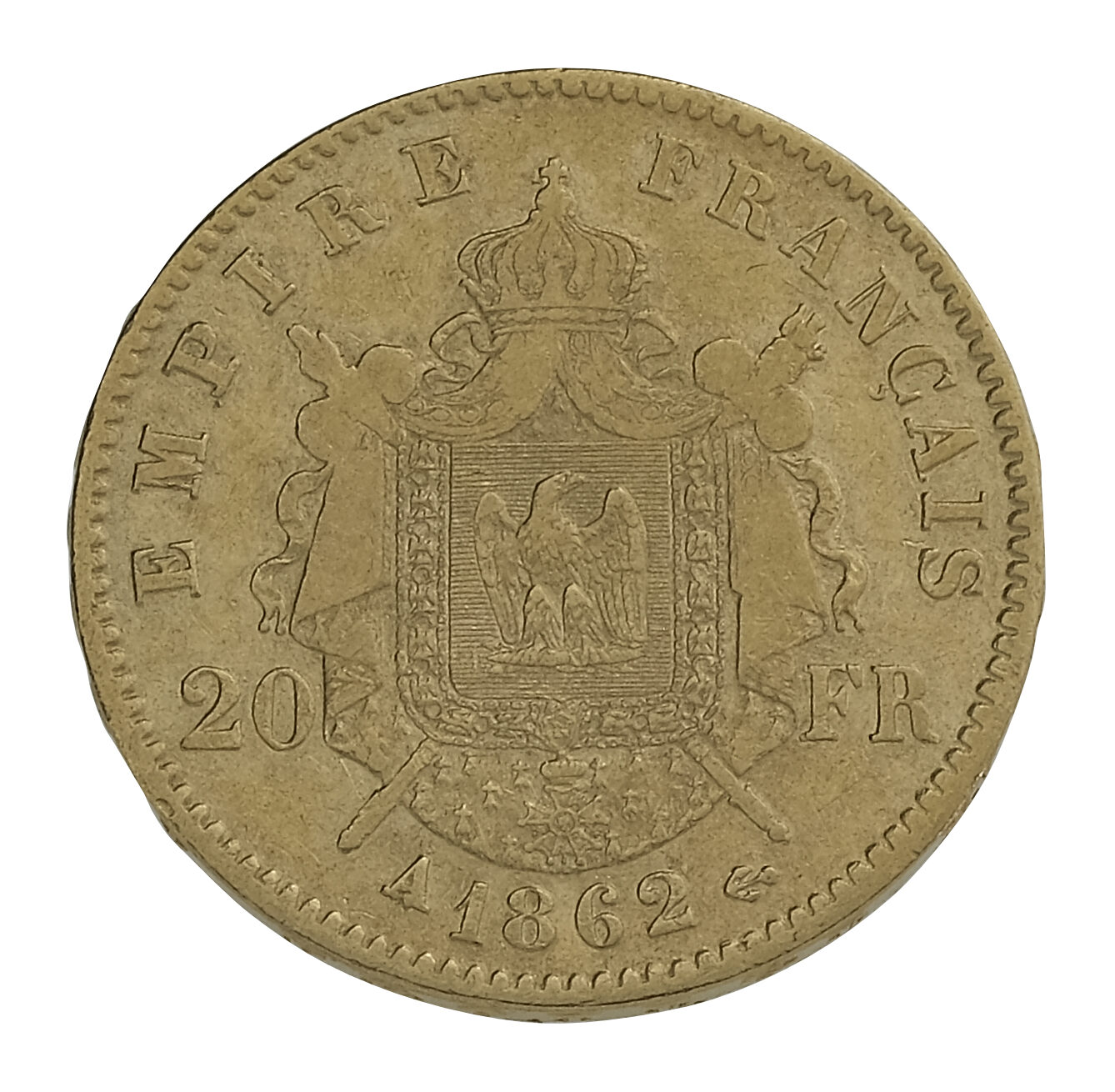 Best Value 20 French Francs Napoleon III Laureate Head Gold Coin- A