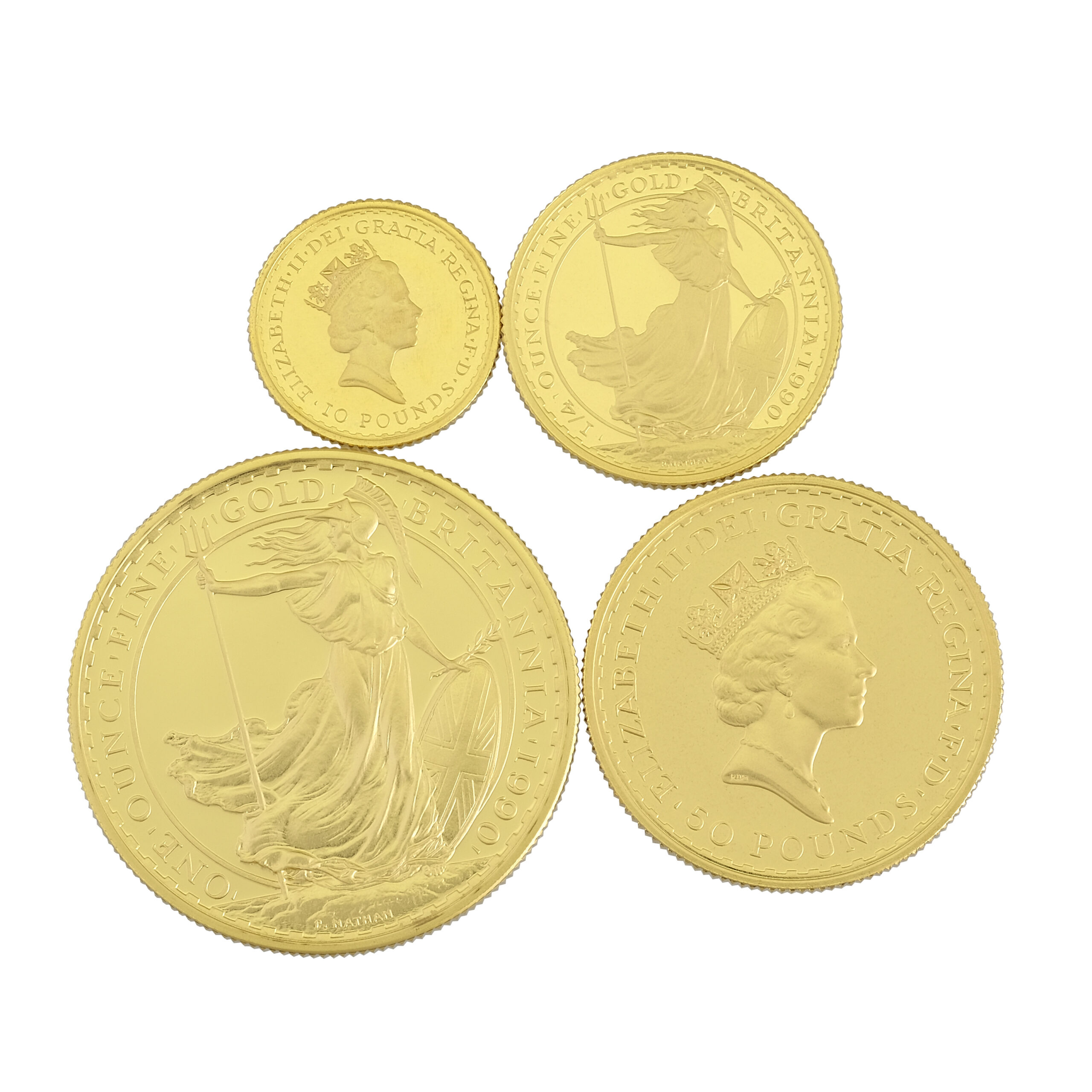 1990 1.85 OZ Gold Britannia 4 Coin Proof Set
