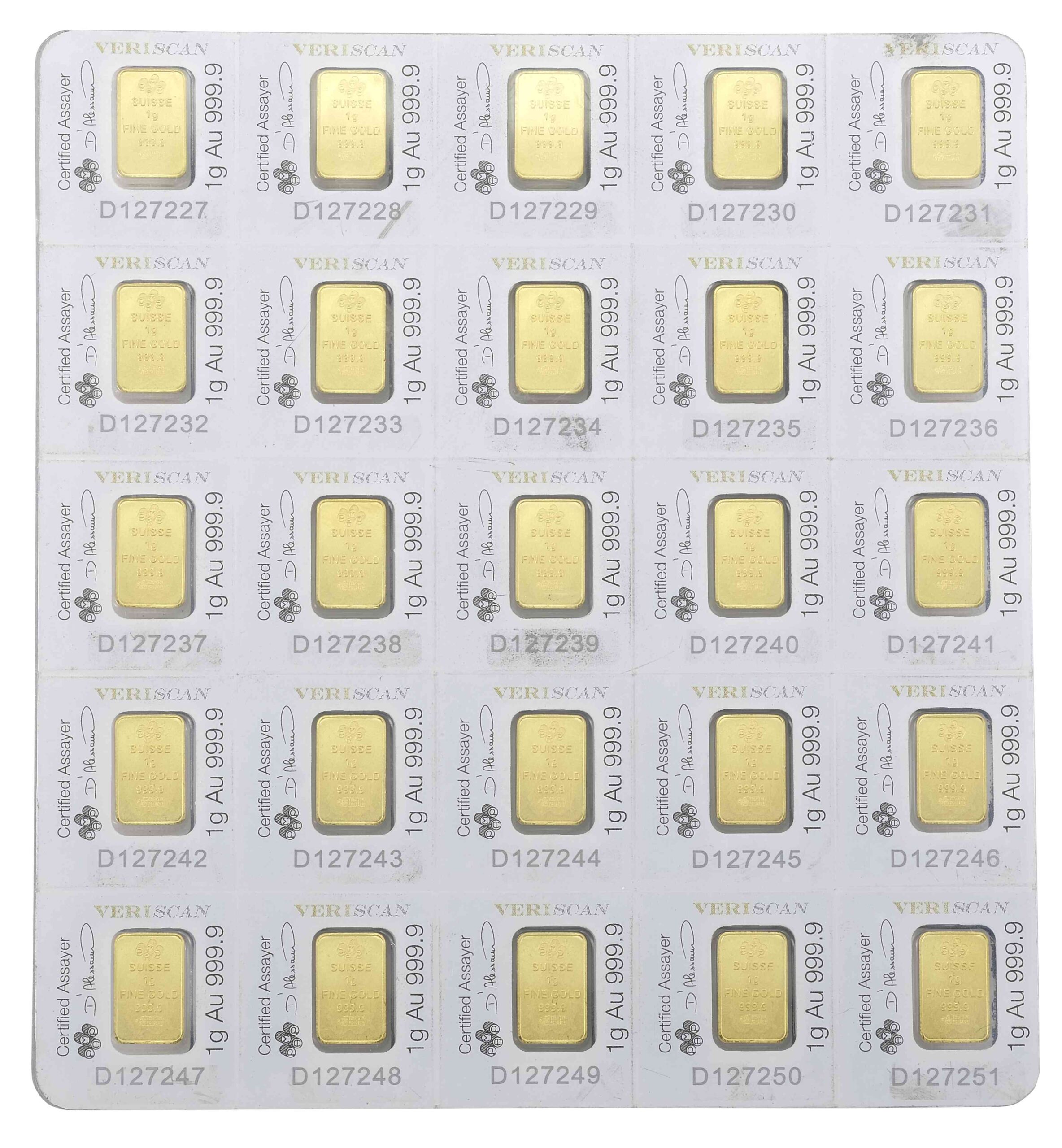 Pamp Portfolio Card 25×1 Gram Gold Bars